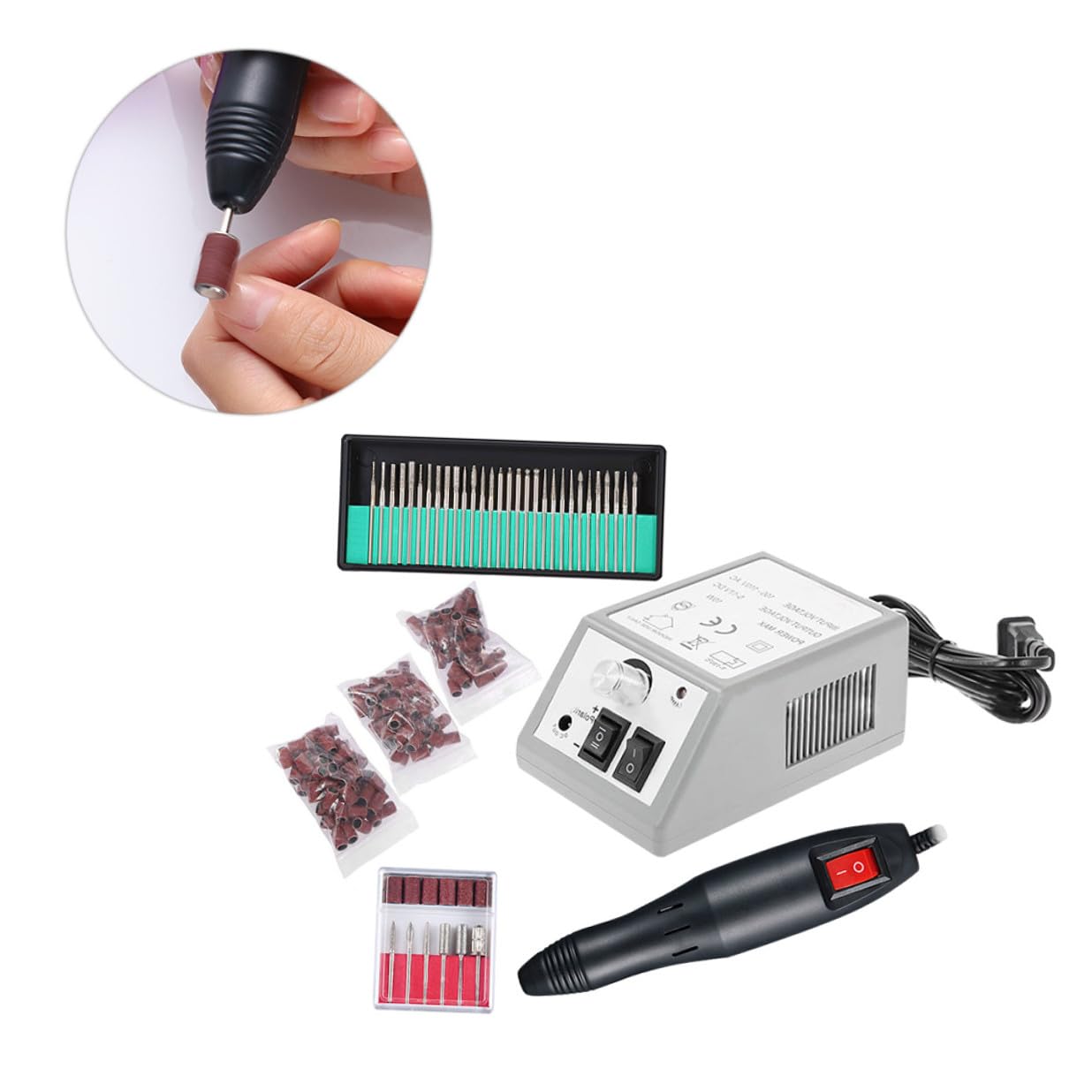 Set Manicure Elettrico per Unghie, 20000 Giri, Plastica e Metallo