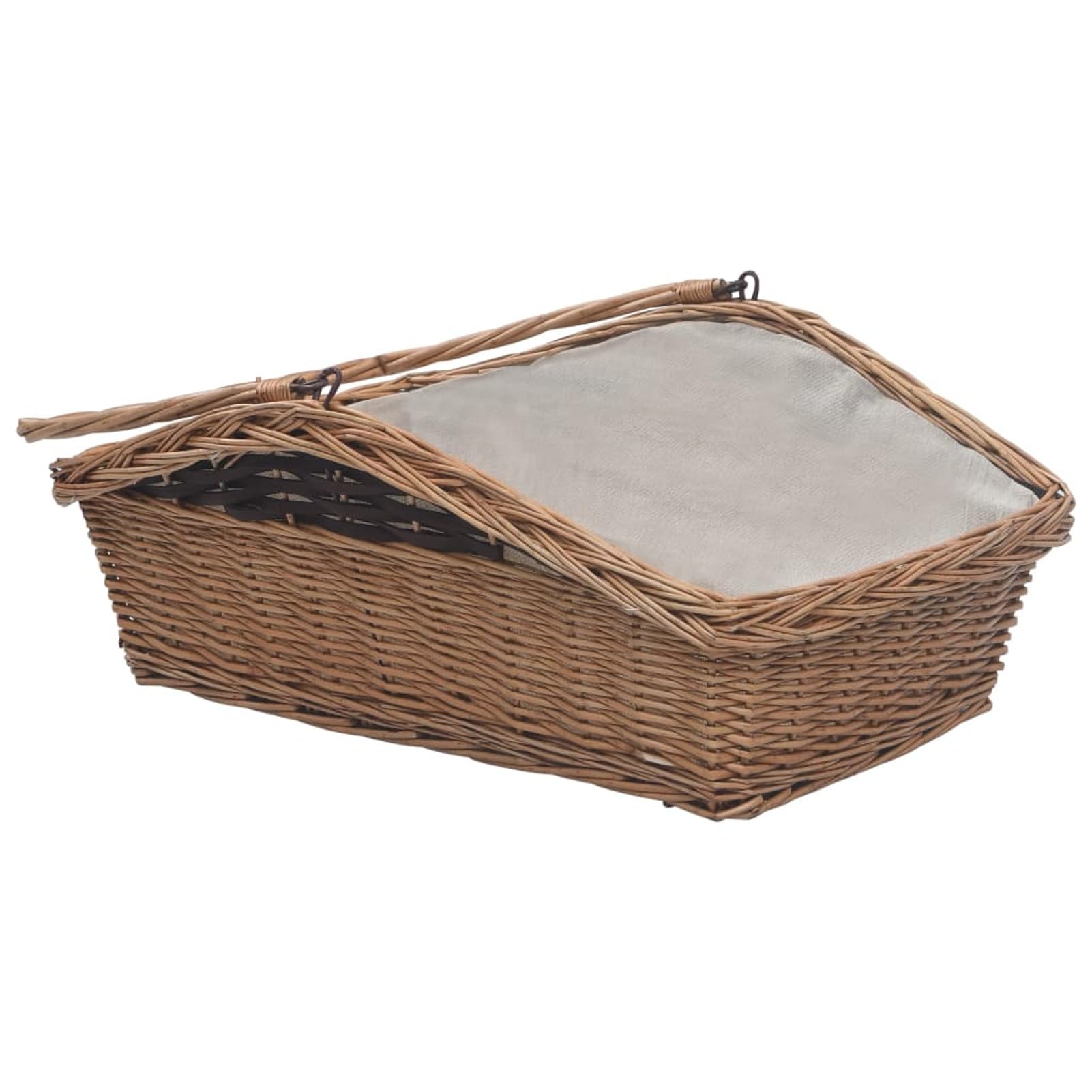 Cesta Legna da Ardere con Manico 61,5x46,5x58cm Marrone Salice,Cesto in Vimini Portalegna, Cesto intrecciato Pieno, Cestino da Picnic Portaoggetti, Cesto Regalo per Feste, Raccolta castagne, Fun