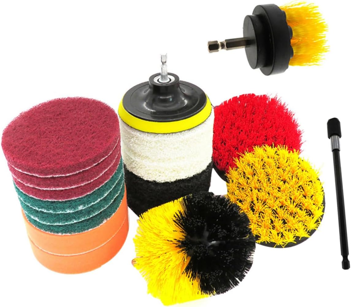 18pcs Drill Cleaning Brush Bathroom Brush Corner Cleaning Brush Kitchen Cleaning Brush Drill Brush Kit Tile Floor Scrubber Brush