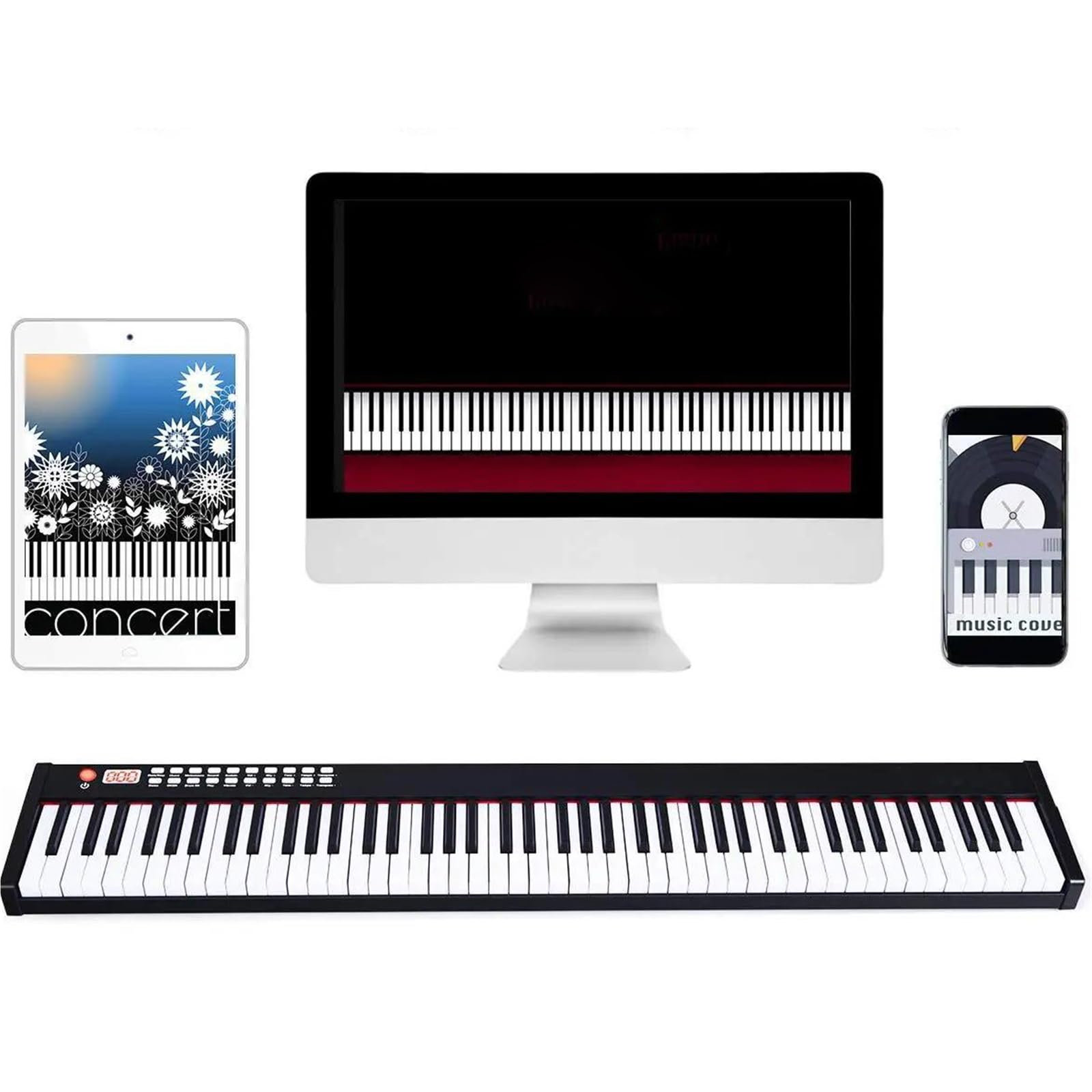 Przenośne Pianino Elektroniczne 88 Klawiszy Dla Początkujących Dla Dorosłych Ręcznie Zwijane Inteligentny Instrument