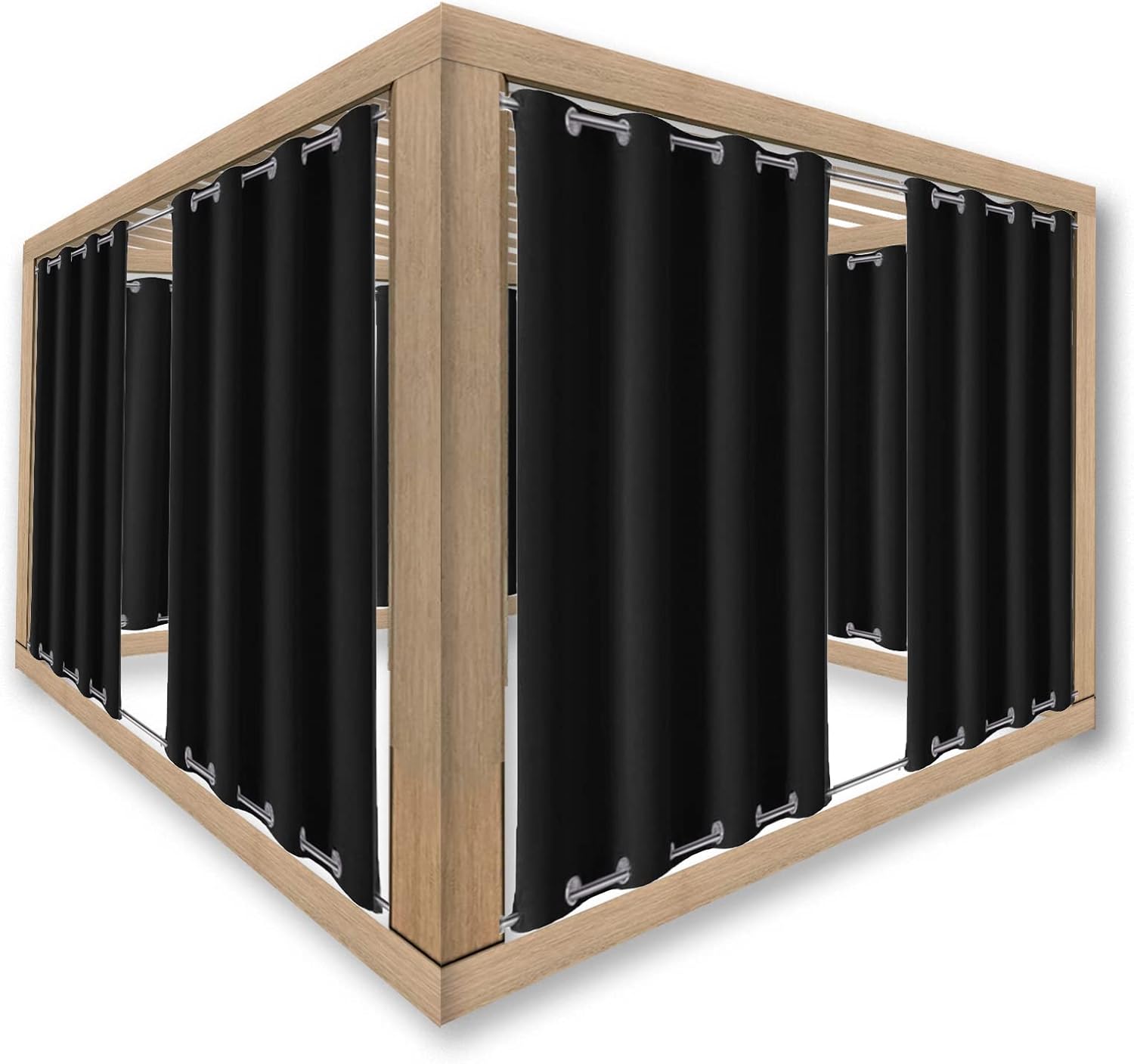 Waterproof Outdoor Curtain Panels Blackout Curtains for Sliding Door/Foyer/Arbor/Lanai 1 Panel Black (Width x High) W70.86 x H86.61 x 1PC