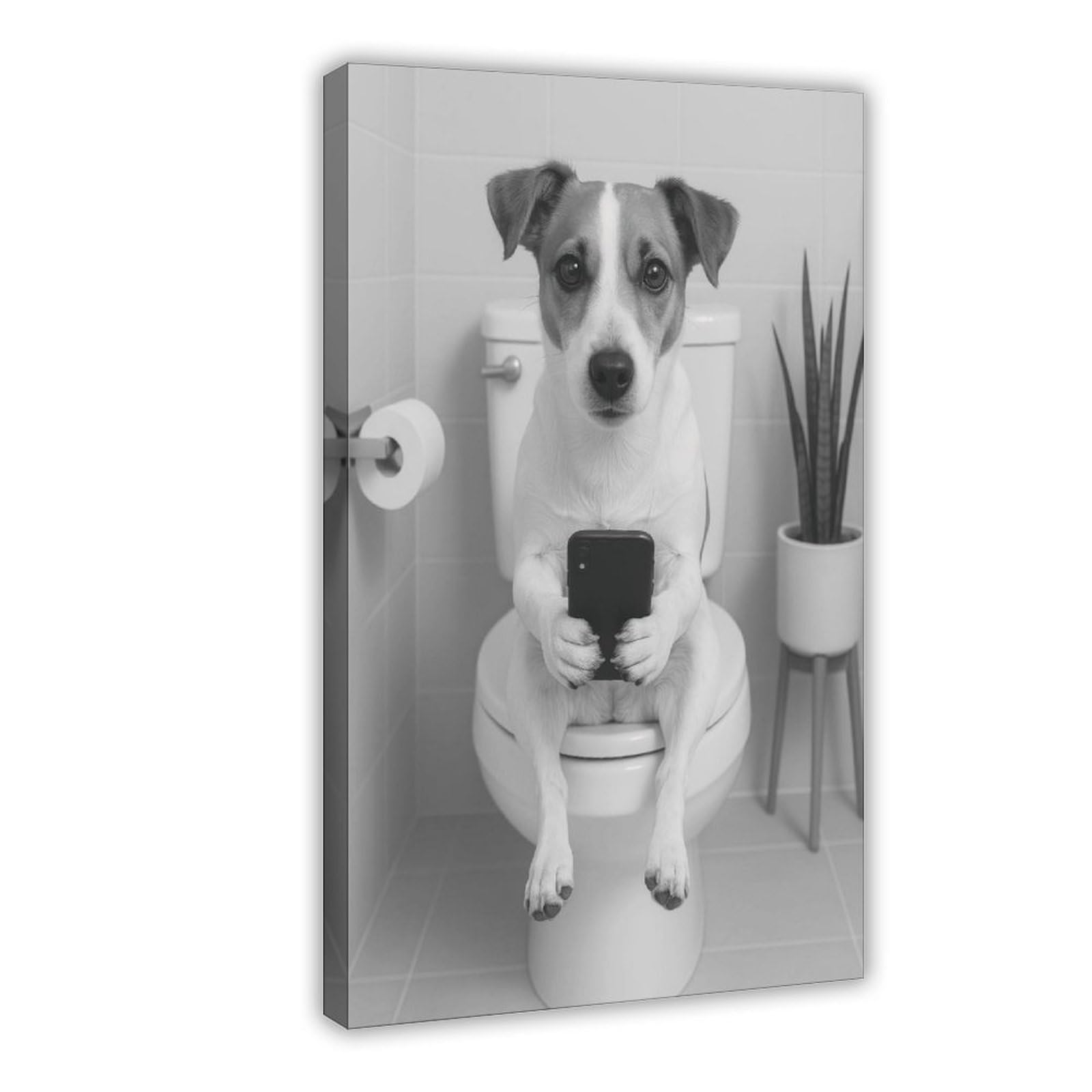 NCUDANK Jack Russell Terrier Bathroom Canvas Poster Bedroom Decor Landscape Office Room Decor Gift 08x12inch(20x30cm)
