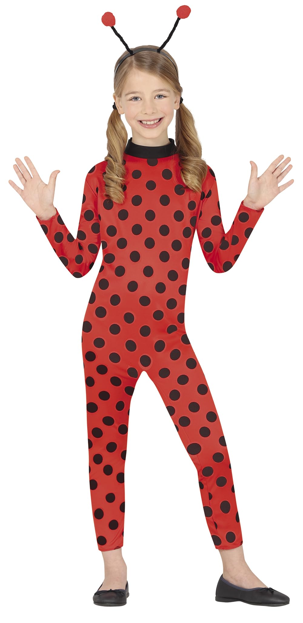 FIESTAS GUIRCA Adventurous Red Heroine Girls Fancy Dress Costume, Red Polka Dotts Jumpsuit & Headband - Image 2