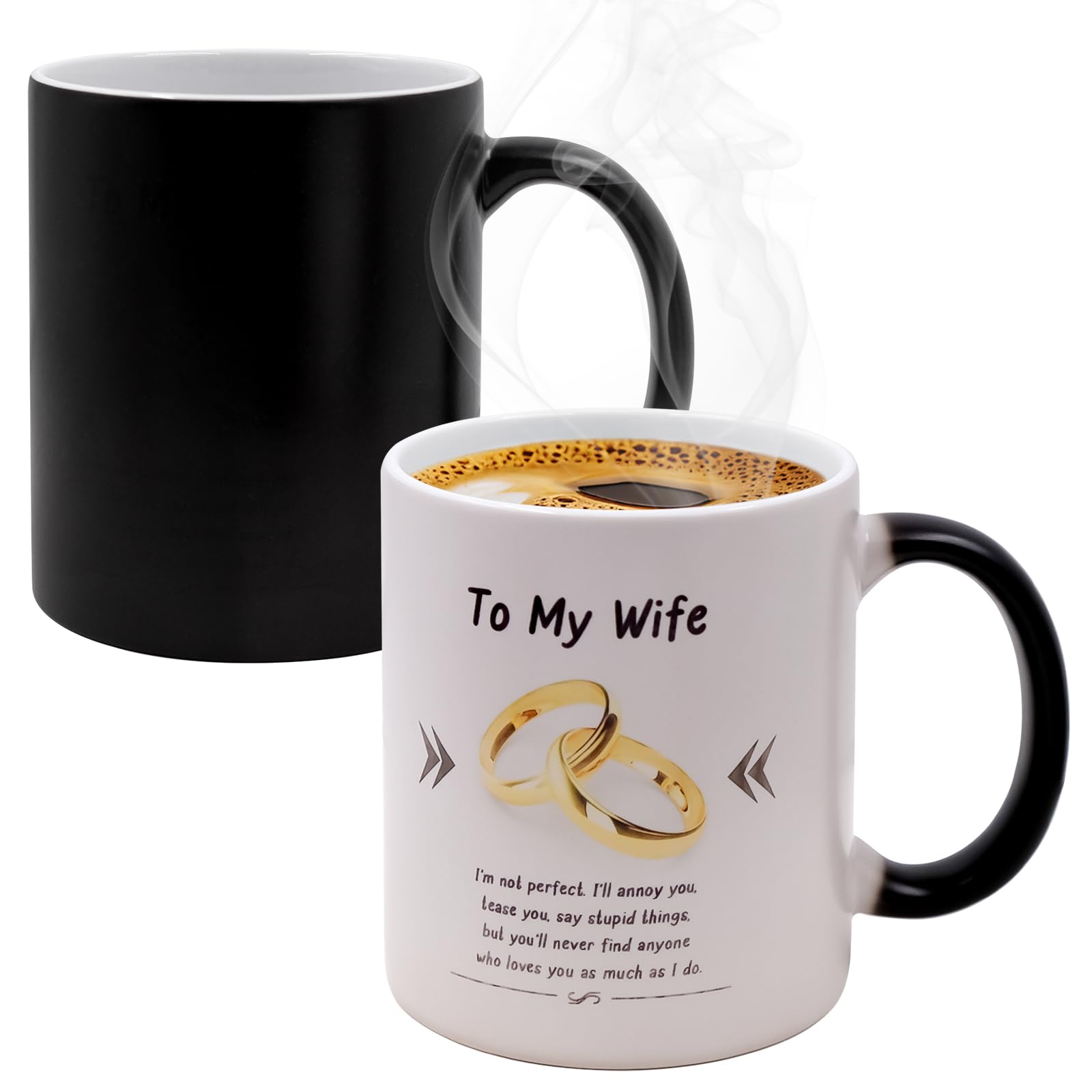 Guzeelu Gifts for Wife from Husband, 11oz Funny Colour Changing Coffee Mug, Ceramic Mug for Wife, Romantic Anniversary Birthday Gift for Her