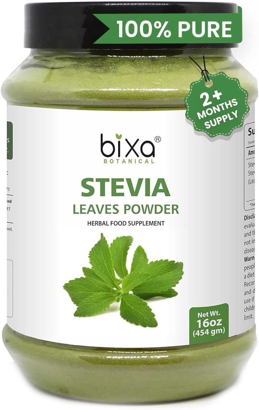 bixa BOTANICAL Stevia Leaf Powder (Stevia Rebaudiana) Natural Herbal Supplement | Natural Alternative of Unprocessed Sugar | Gluten Free, Non-GMO,