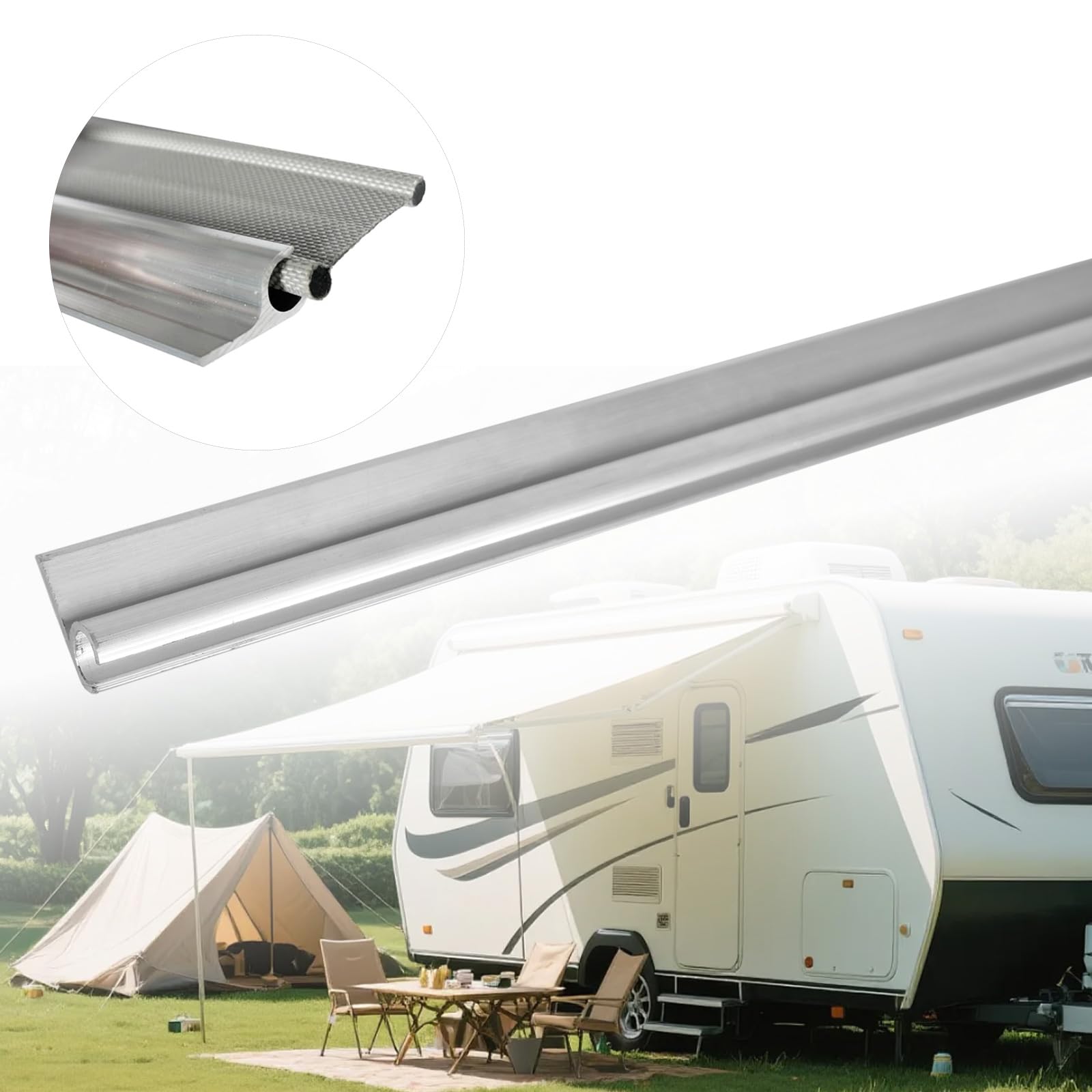 Lot de 8 rails de fixation murale en aluminium de 50 cm pour tente, 45°, pour passepoil de 6 à 9 mm, pour caravane, camping-car, tente, auvent, voile d'ombrage