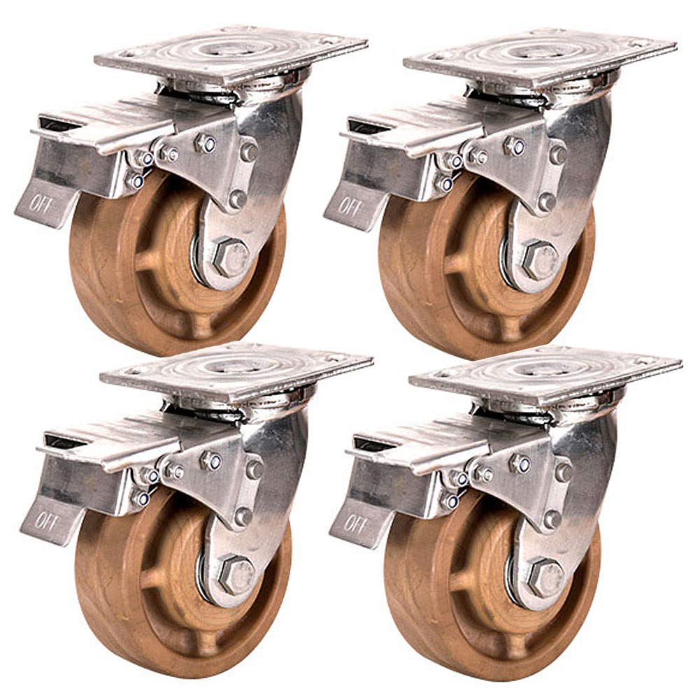 wheel Rueda de Nylon Universal Resistente a Altas temperaturas de Acero Inoxidable, Carga de una Sola Rueda 250 kg, 1 Paquete 4