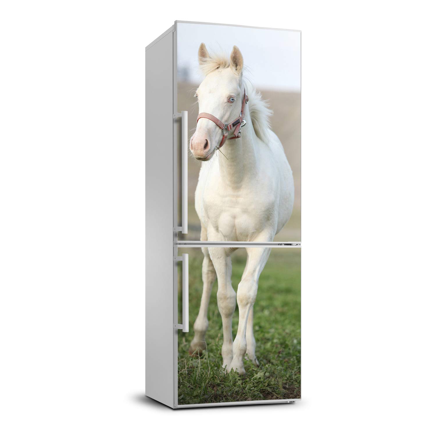 Vinilo para nevera de 60x180 cm con diseño de caballo albino autoadhesivo para cocina