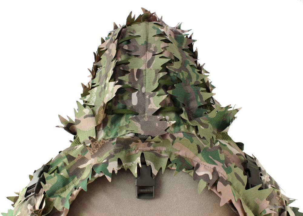 ROCOTACTICAL Sniper Ghillie Viper Hood with 3D Laser-cut leaves, Tactical Ghillie Suit Foundation