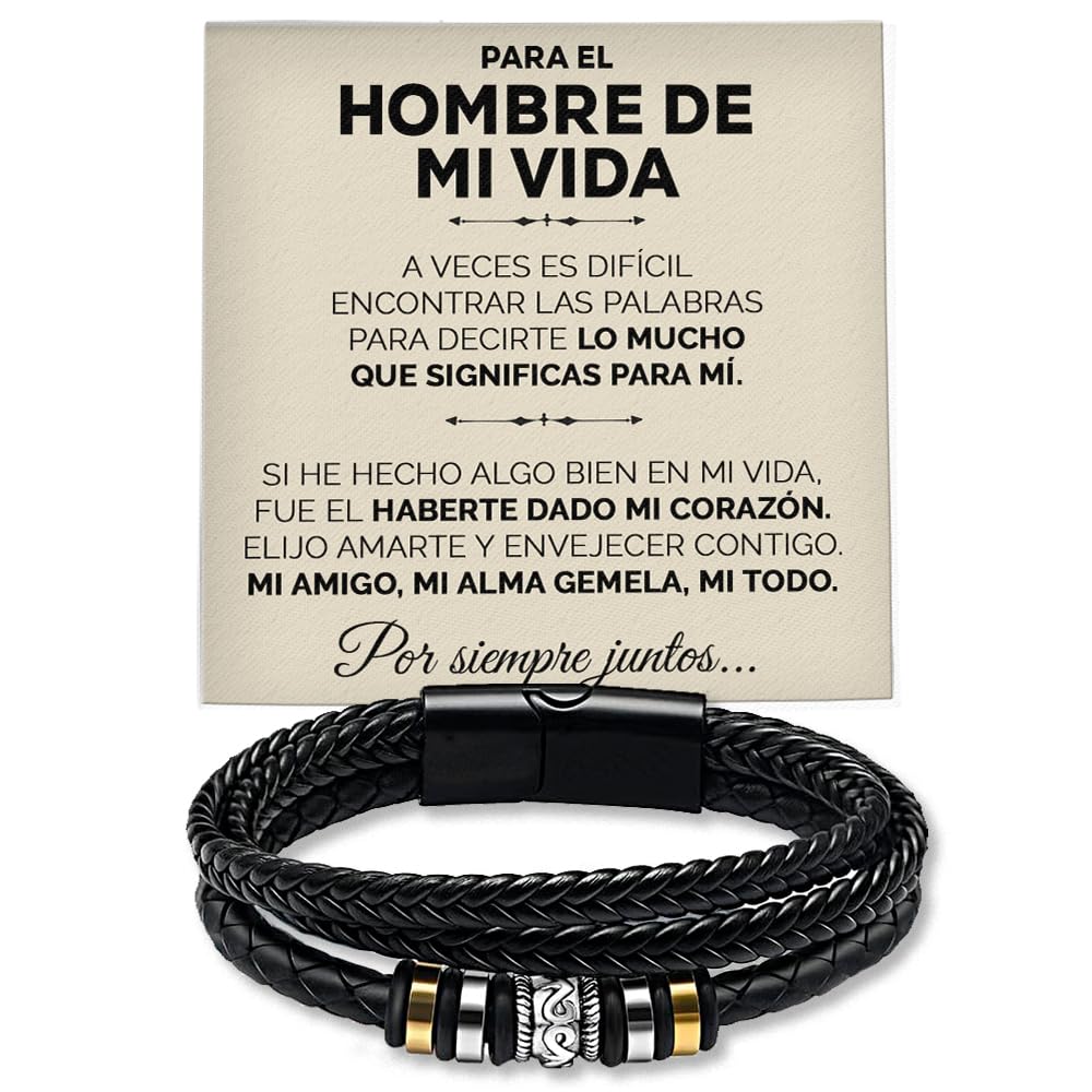 SOFIA FERRER Regalos Originales Para Hombre, Pulsera Hombre, Regalo De San Valentin Para Hombres, Ideas Regalos Para Hombre, Pulsera Cuero Hombres, Regalo Novio, Aniversario, Navidad