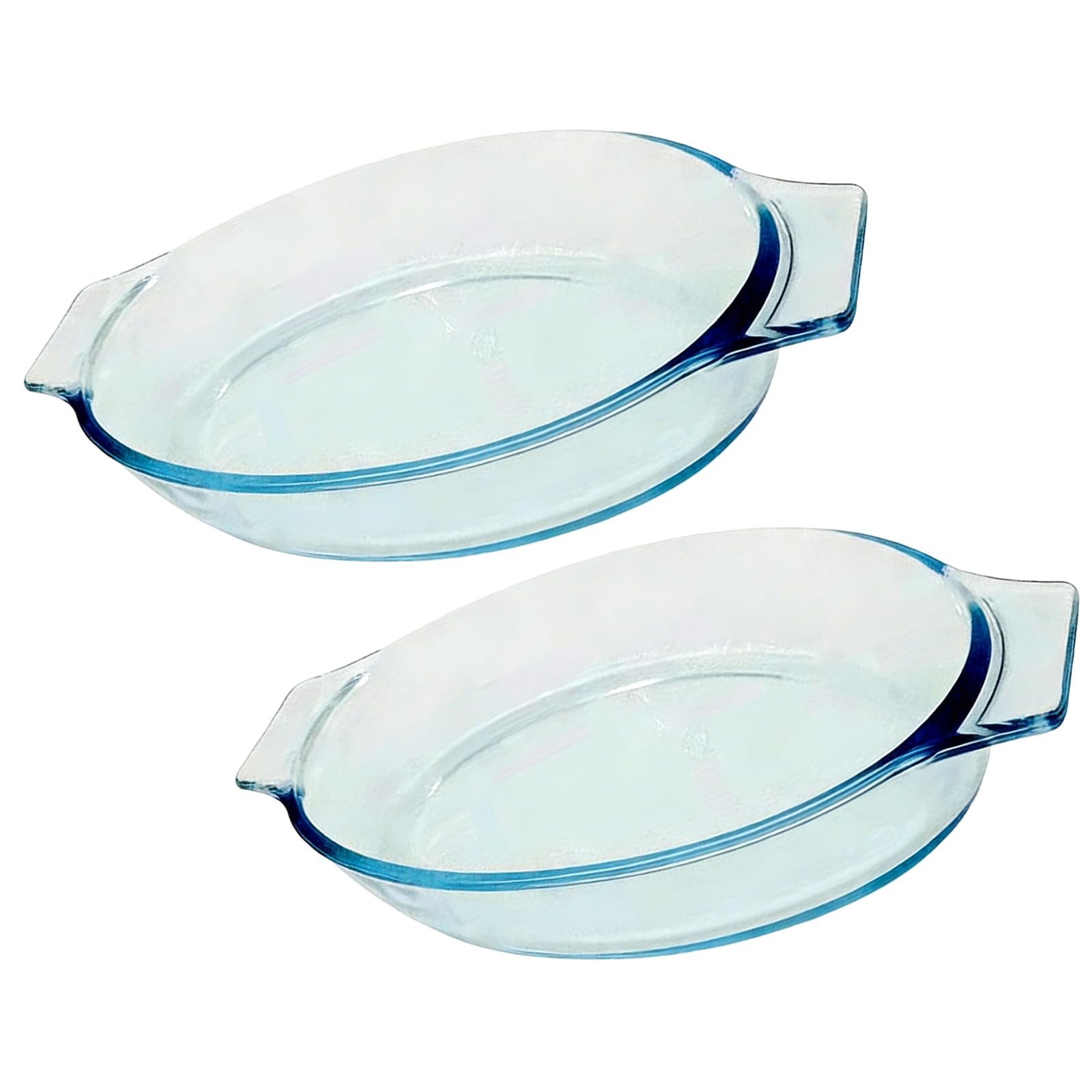 ZBIianxer 2 Items Clear Glass Cooking Trays Baking Pan Elliptical Shape Perfect for Individual Lasagna and Meat Pie Glass Cookware