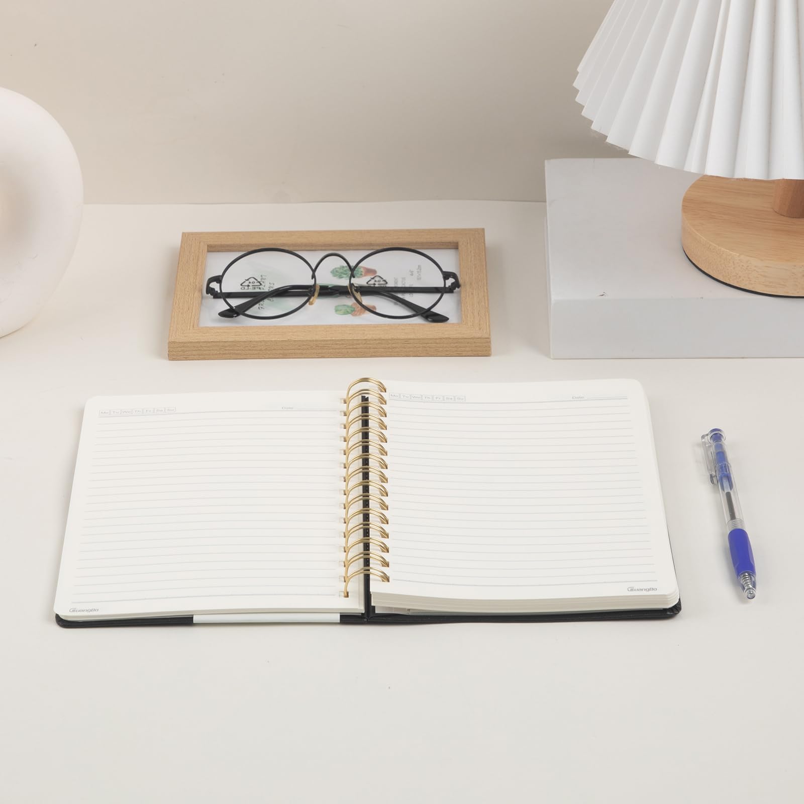 Lined Spiral Journal Notebook for Work with 160 Pages, 5.6" x 8" Hardcover Notebooks Journals Medium Size for Writing Women Men, Black