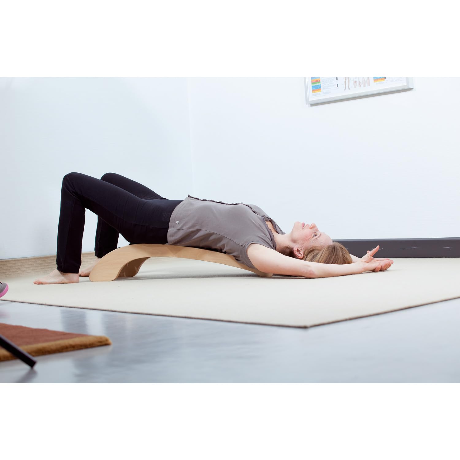 BODYMATE Rugstretch-set zwart - stretch voor rug en borst, rugstrekker met hoogteregeling, rugtrainer om de borstspieren te openen en de boven- en onderrug te strekken