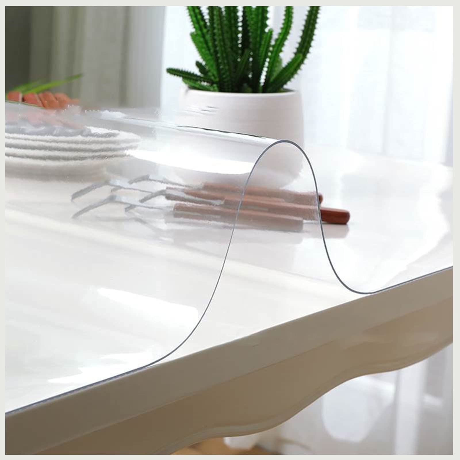 Clear Table Protector, Clear PVC Tablecloth Waterproof Wipeable Square Cover Multiple Sizes(1.5mm,50x125cm)