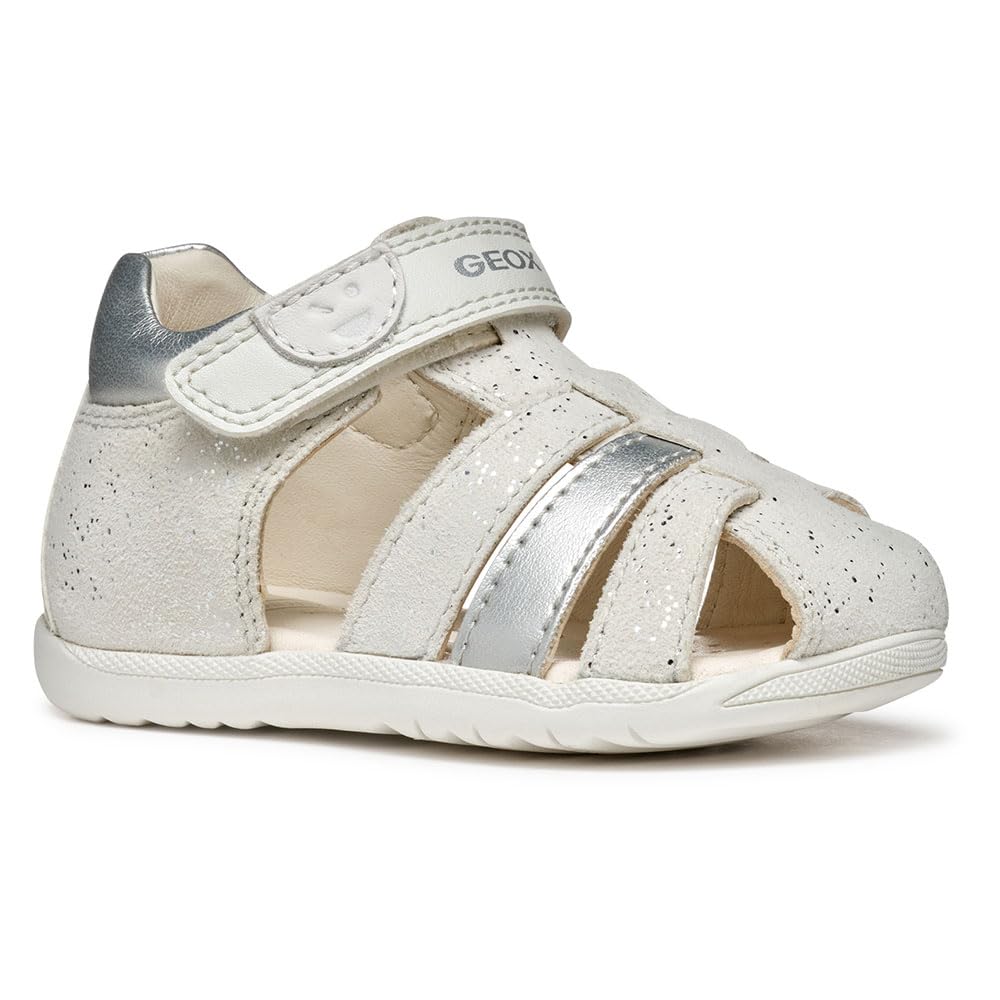 Geox B Sandal Macchia Gir, Sandali Bimba 0-24, White Silver WB0, 18 Eu-image