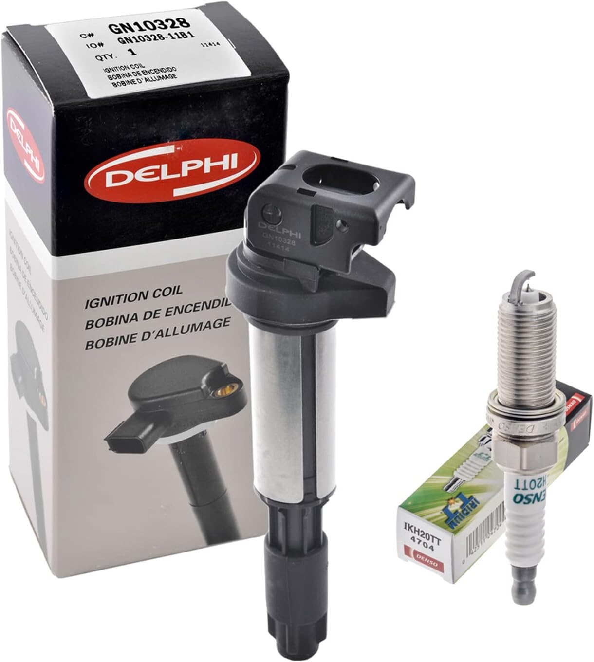 Set of 1 OEM GN10328 Ignition Coils + 1 4704 Iridium TT