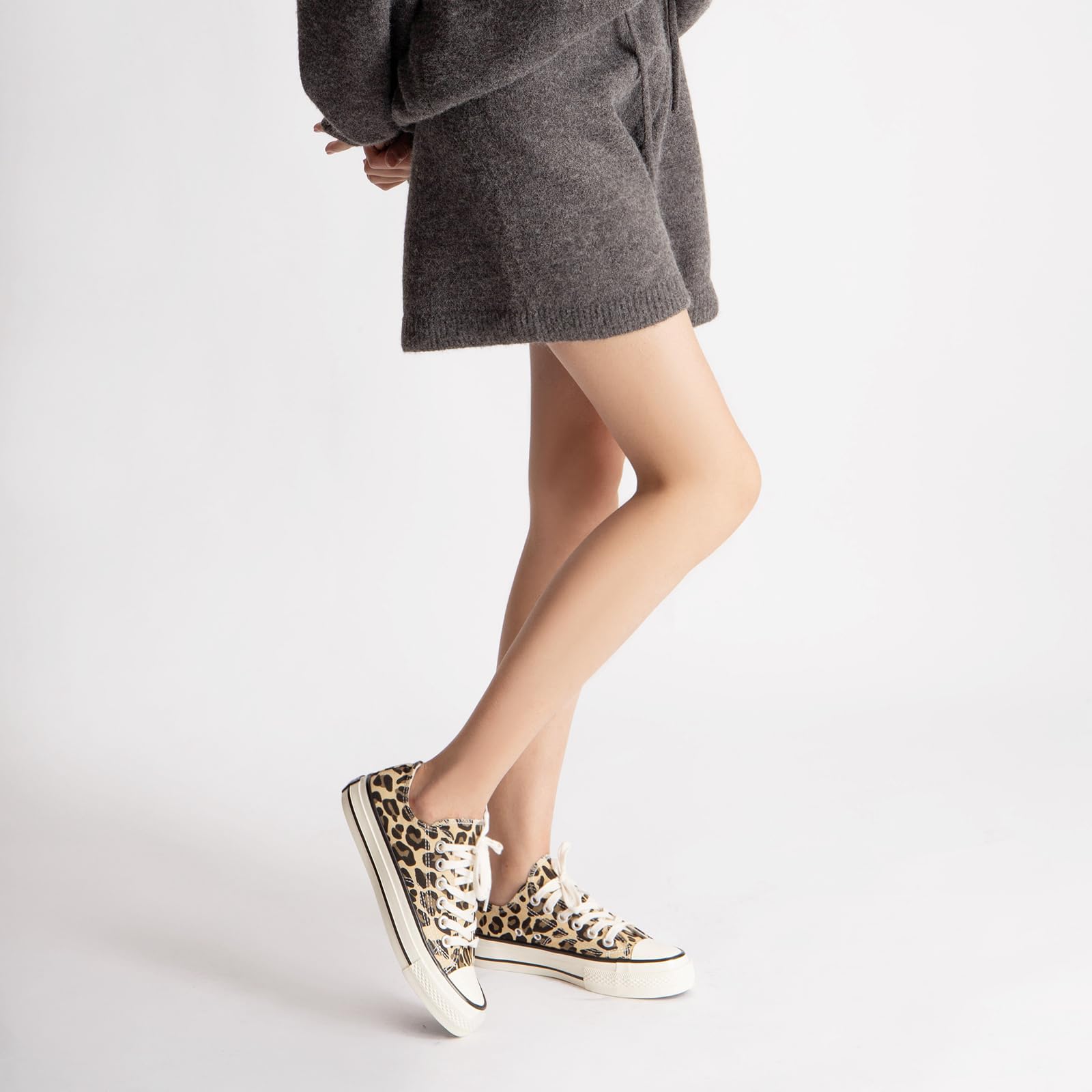 Damen High/Low Top Sneaker Fashion Leopard Espadrilles
