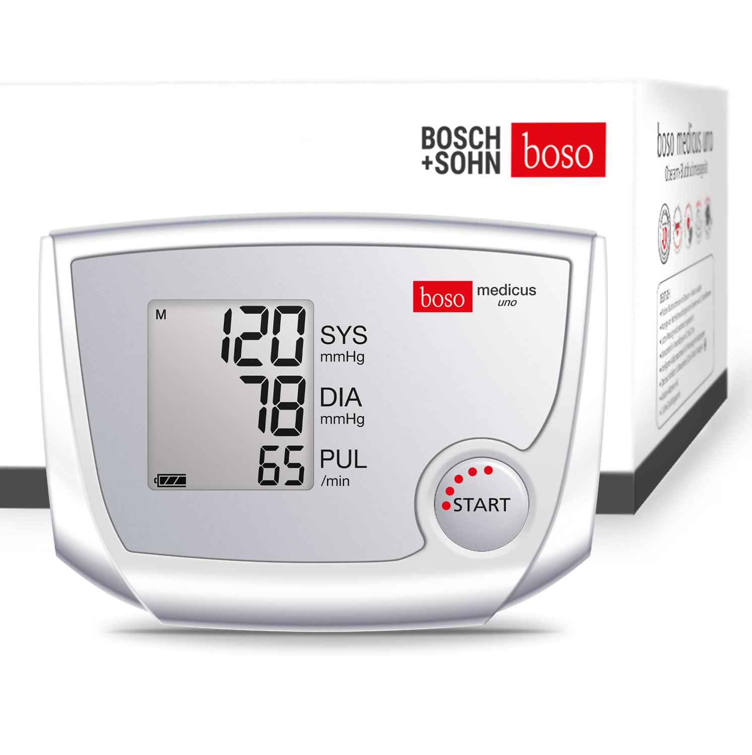Boso medicus uno XL - Tensiómetro de brazo, medidor de presión arterial con pantalla grande, incluye manguito XL, 32-48 cm