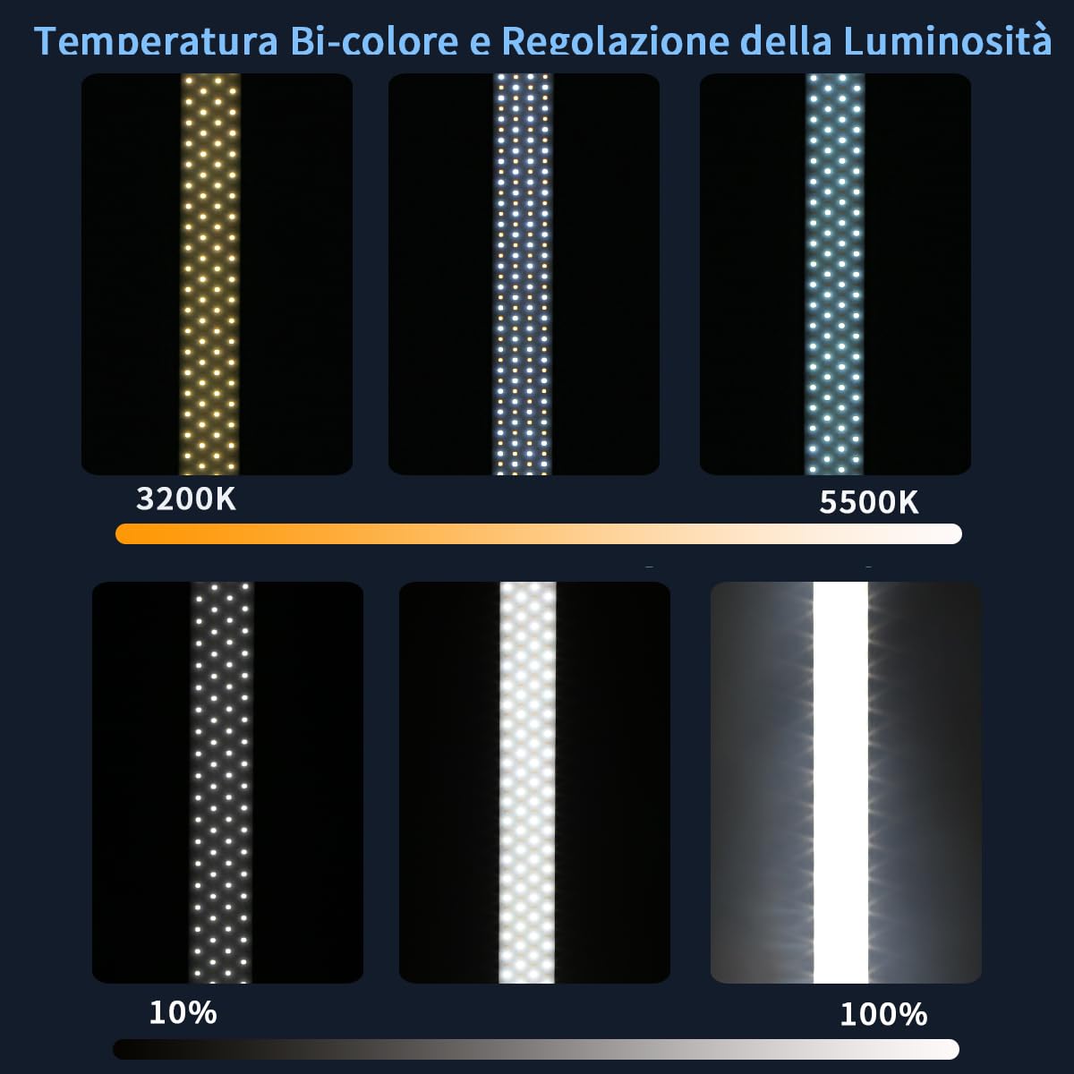 Kit di Luci Fotografiche LED Bastone Bi-colore Luminosità Regolabile per La Registrazione Video, La Fotografia in Studio, Live streaming, Luce di Riempimento Trucco,Tatuaggio Sopracciglia