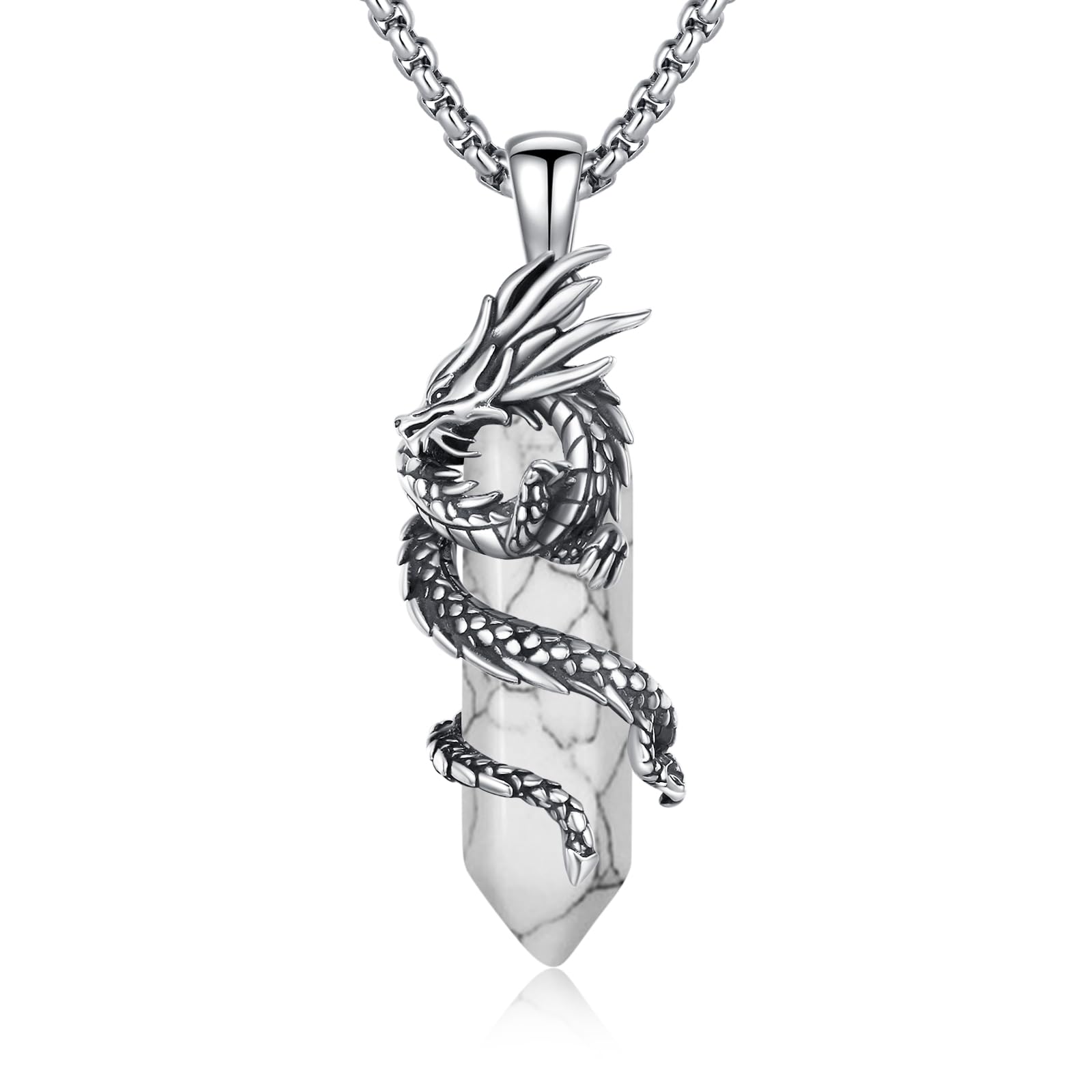 OHAYOO Drachen/Tiger Halskette Herren 925 Sterling Silber Drachen/Tiger Anhänger Kette Obsidian/Tigerauge Kette Wikinger Kette Drachen Schmuck Geschenk für Männer Frauen