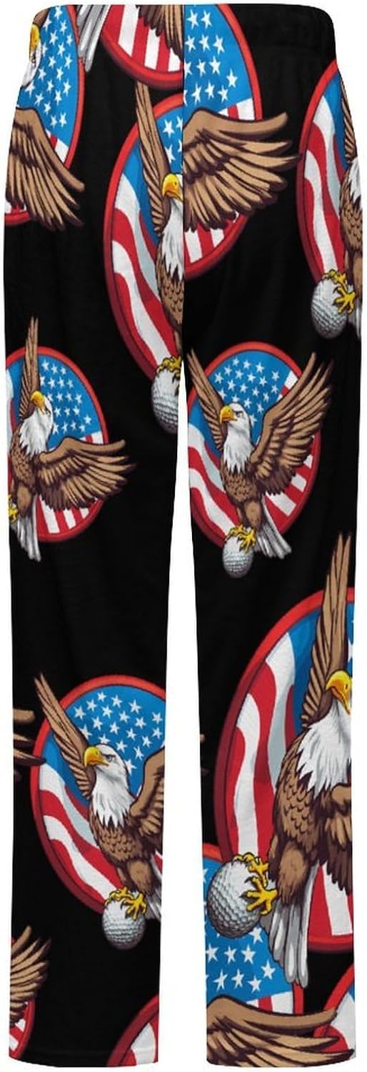 Usa Flag Ea-gle Golf Women's Pajamas Flannel Pajama Pant Lounge Bottoms Sleepwear Nightwear for Home