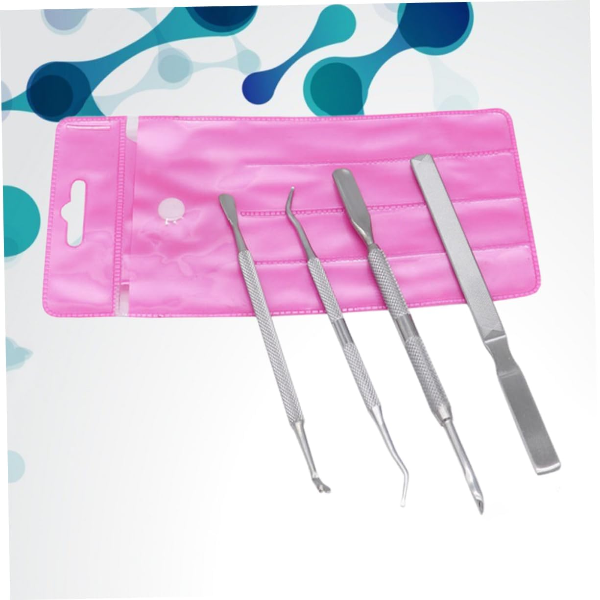 HAKIDZEL 1 Set 4 Pcs Nail Art Supplies Nail Polishing Tools Nail File and Lifter Nail Tool Kit Silver