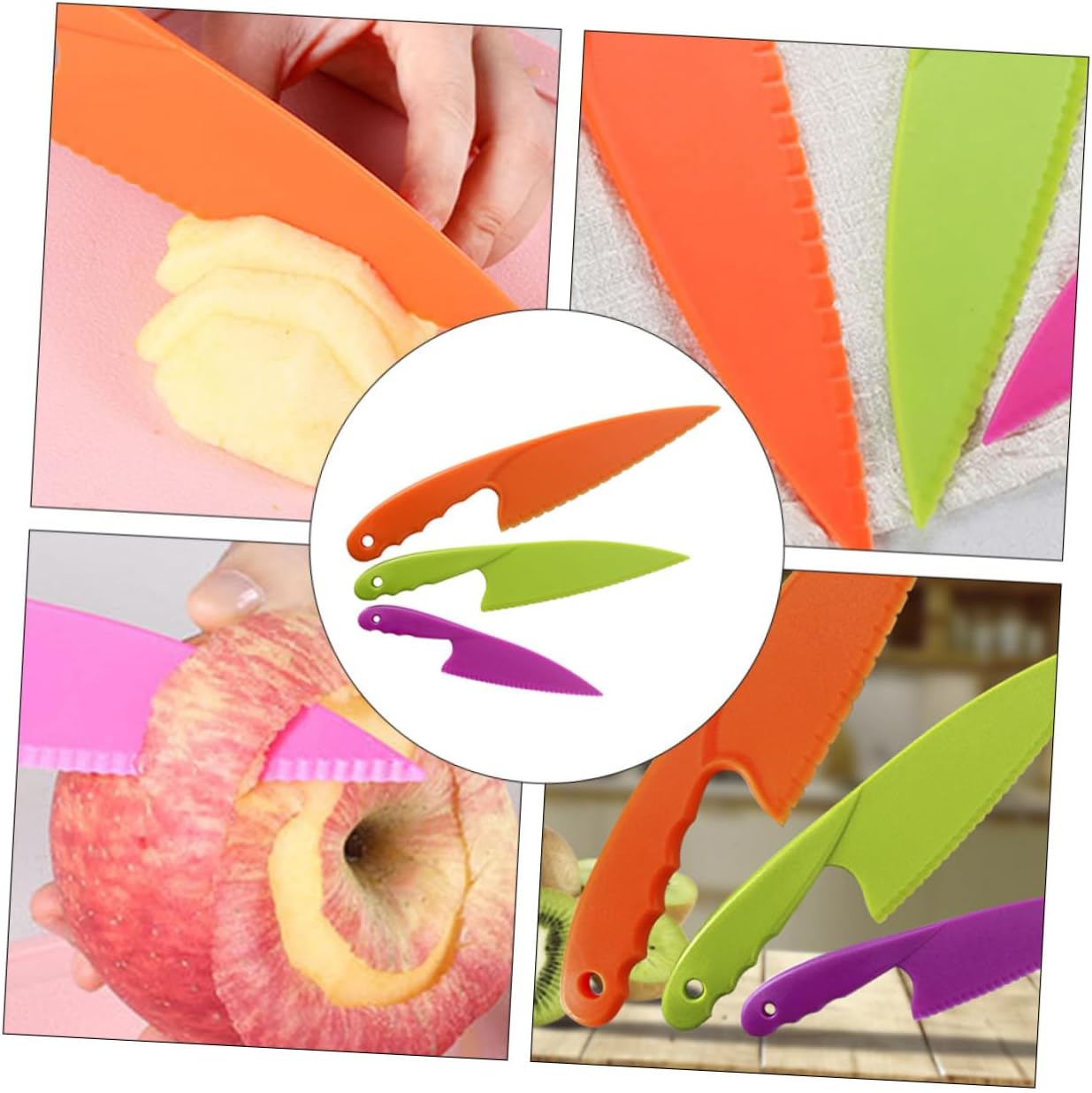 COLLBATH 3sets Boys and Girls Cake Cutting Tool Plastic Fruit Non-toxic Boys and Girls Kitchen Accessories Random Color