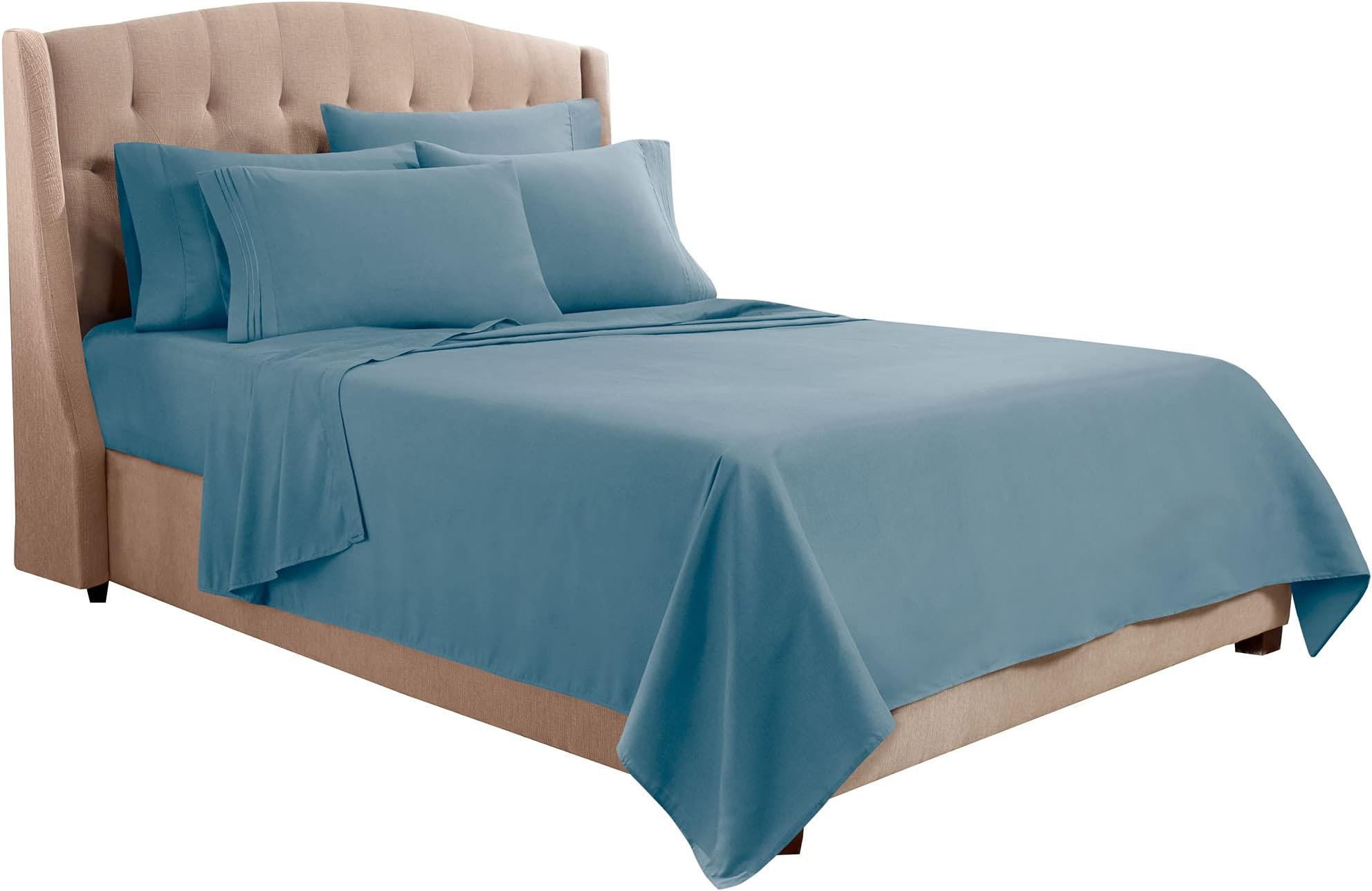 Clara ClarkFull Sheets, 6 Piece Set - Hotel Luxury Sheets for Full Size Bed, Super Soft Bedding Sheets & Pillowcases, Full Size Sheets, Blue Heaven