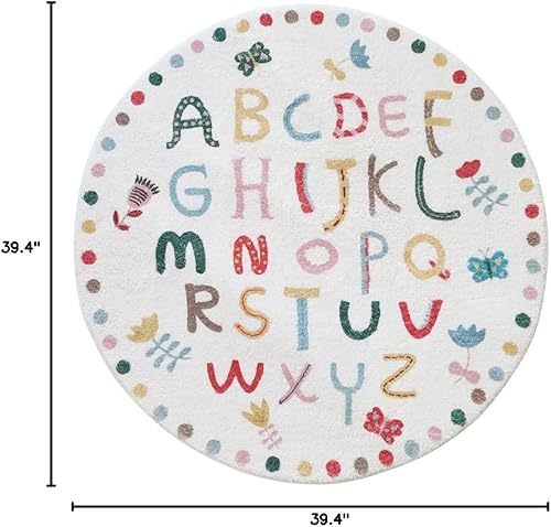 Miniatura 2 de Alfombra redonda para sala de juegos para niños, alfombra suave del alfabeto para dormitorio, colección de juegos, alfombra de aprendizaje y juego