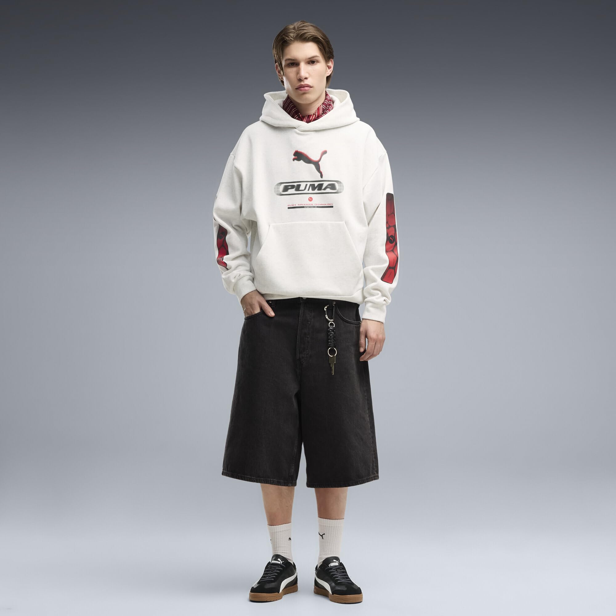 PUMA Sudadera con Capucha Estampada de Felpa Sport Boxy Hombre
