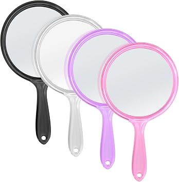 D Hand Mirror with Handle 4pcs Double-Sided Handheld Mirror,