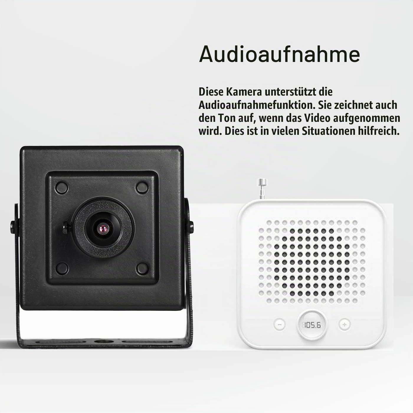 Mini POE IP Kamera mit Audio, Innen Sicherheit Kamera P2P Remote View 3MP HD CCTV Video überwachung H.265 H.264 (I706-P-Audio Schwarz)