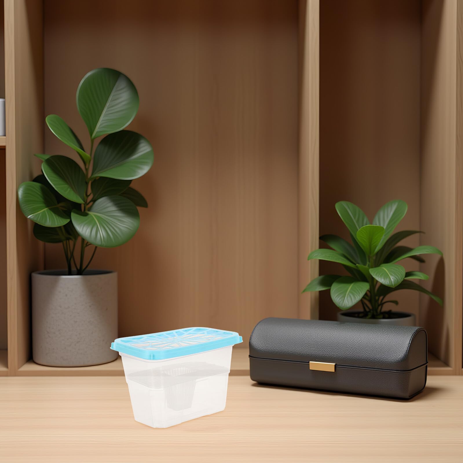 6piezas Caja Deshumidificadora Vacía de Plástico Contenedor Rellenable Tapa para Armarios Domésticos