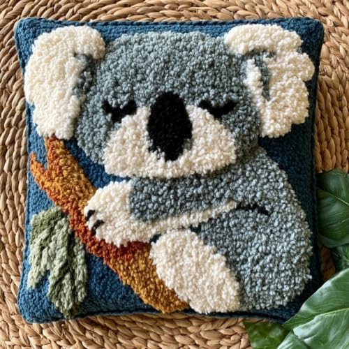 Kit para hacer fundas de almohada de coala: relájate creando un cojín DIY de 17x17in con latch hook