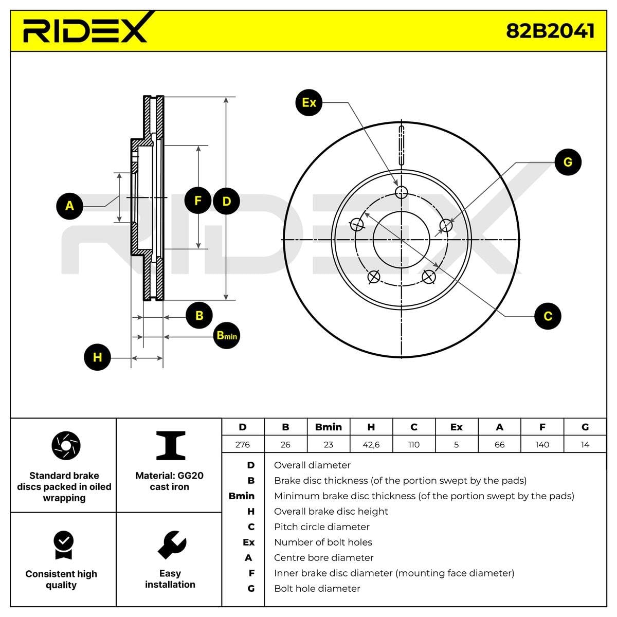 RIDEX 82B2041, 2 szt Tarcze Hamulcowe przód 276mm Kompatybilny z CHEVROLET HHR MPV