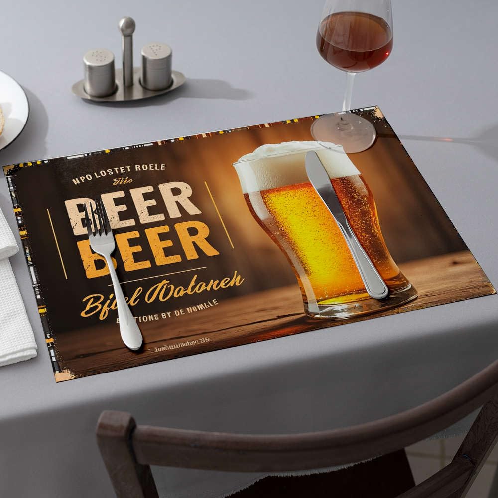 Set de table fraise et bière dorée aux finitions soignées pour repas chic