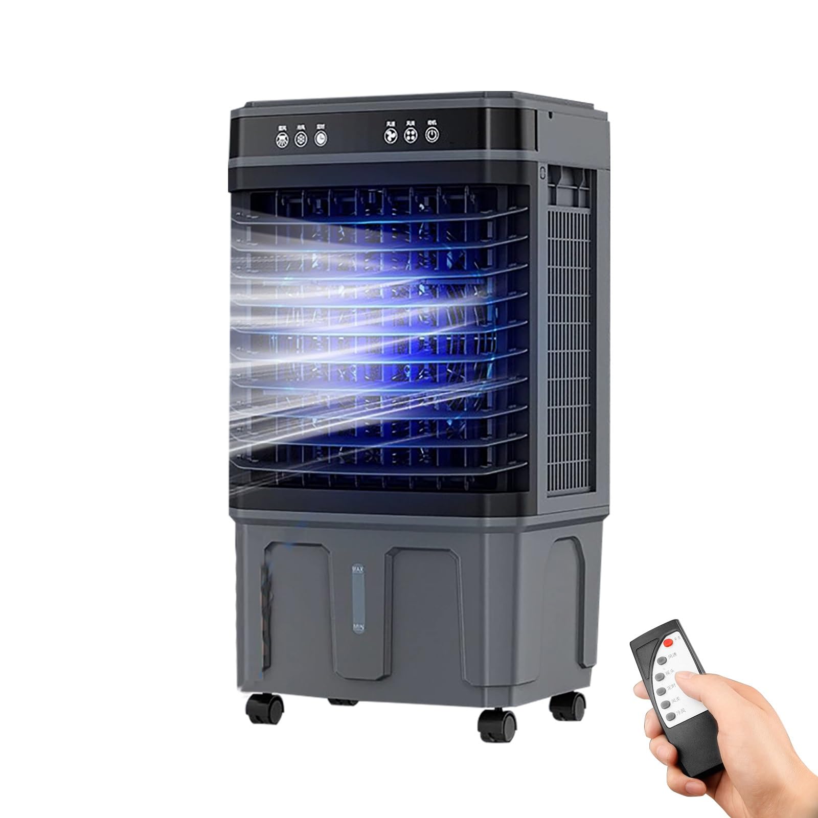 Portable Evaporative Air Cooler, 20/30/40L Swamp Cooler with 3 Speeds, 120° Oscillation, 12H Timer & Remote Control for Home & Office