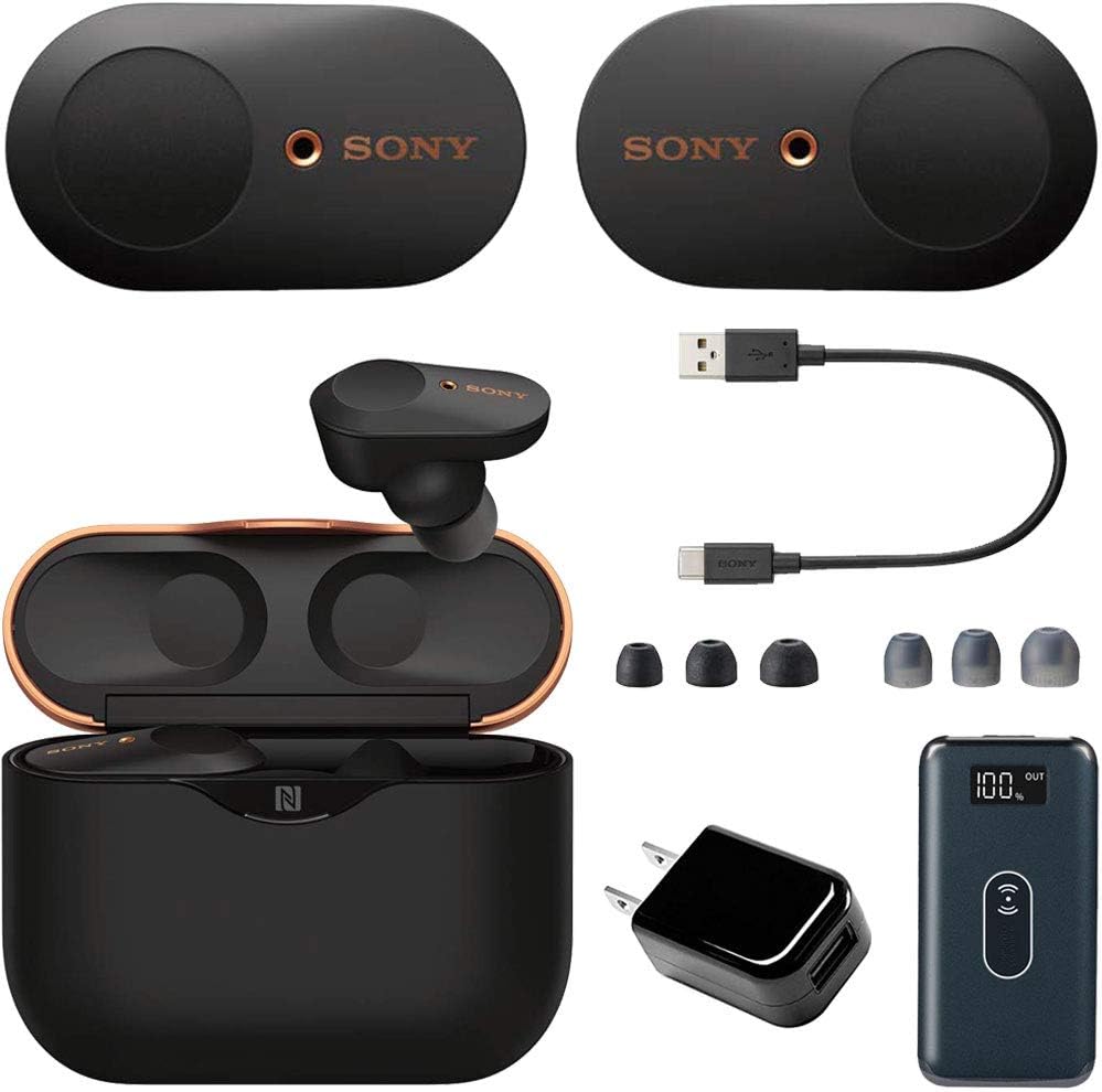 Sony WF-1000XM3 Noise Canceling Wireless Earbuds (Black) + Deco Gear Power Bundle