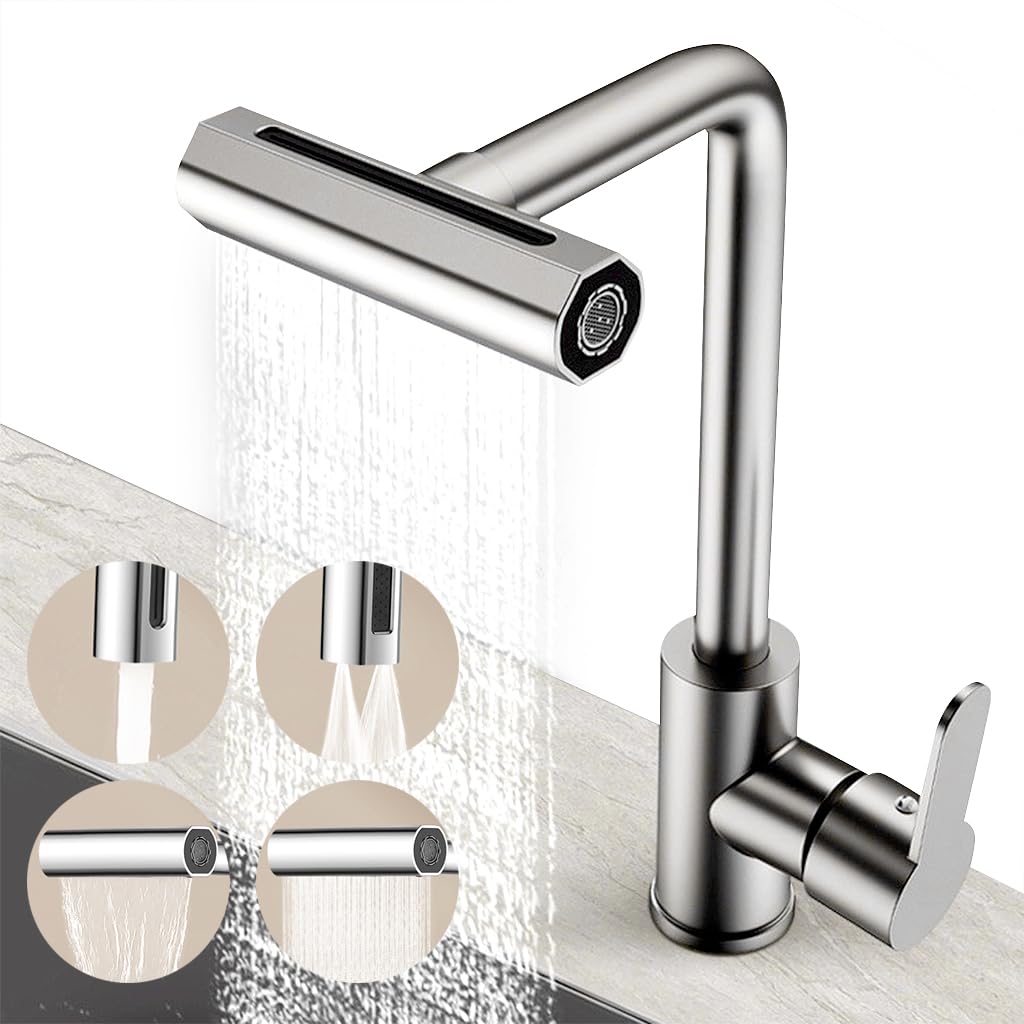 HASTHIP® Kitchen Faucet 4 in 1 Water Saving Faucet Modern Stainless Steel Sink Faucet with 4 Modes Waterfall Watering Faucet Jetting Faucet 360° Rotatable Mix Water Sink Faucet with 60cm Water Pipe (B0D4T8DSGS) Amazon Price History, Amazon Price Tracker