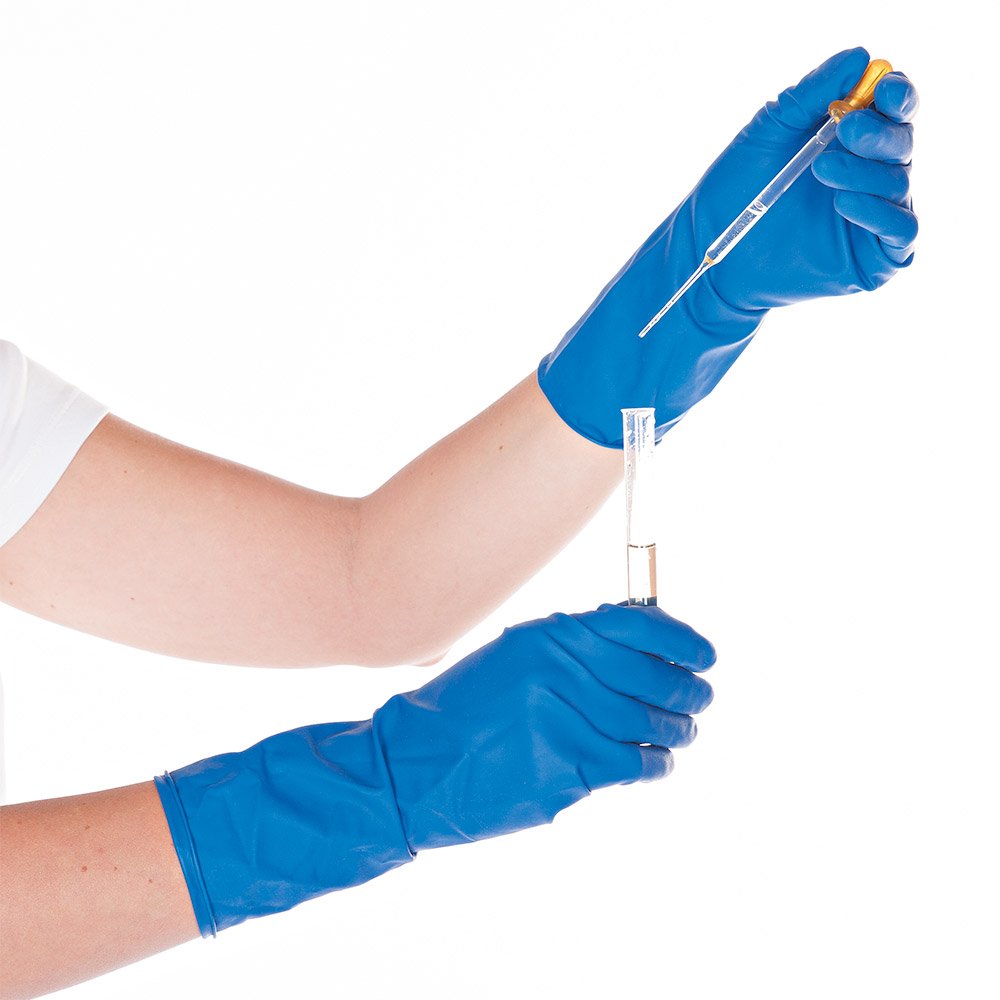 Hygostar High Risk Gants en latex non poudrés Bleu Taille S 28 cm