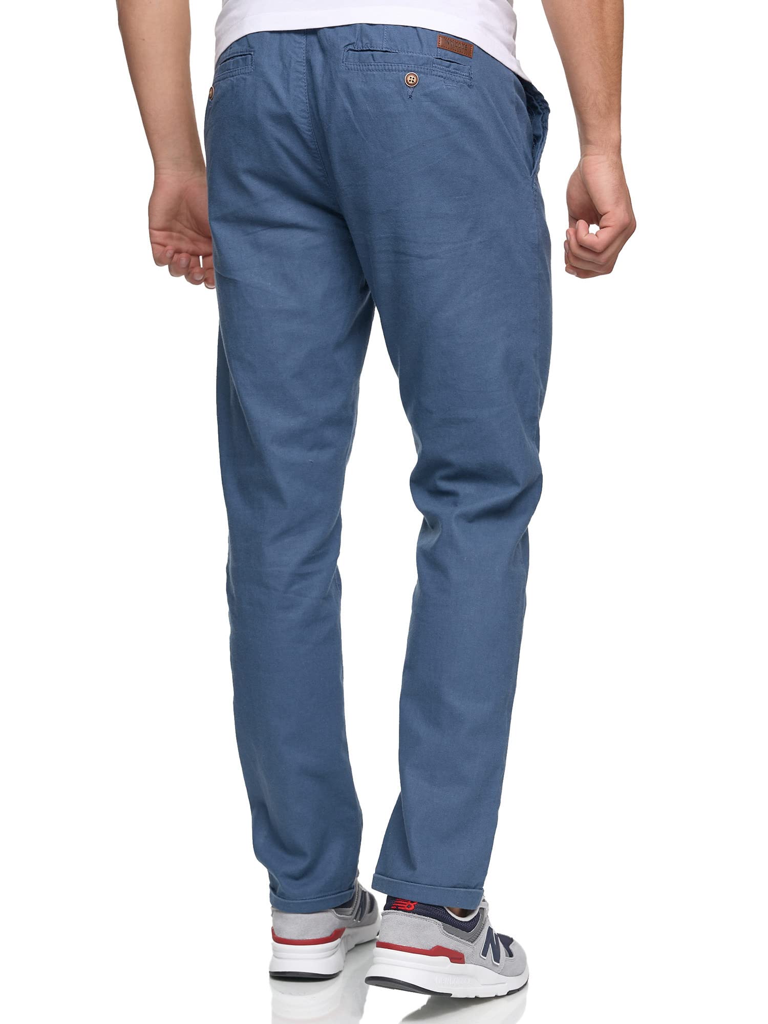 Indicode Hombres Bryne Pantalón de Tela de algodón y Lino
