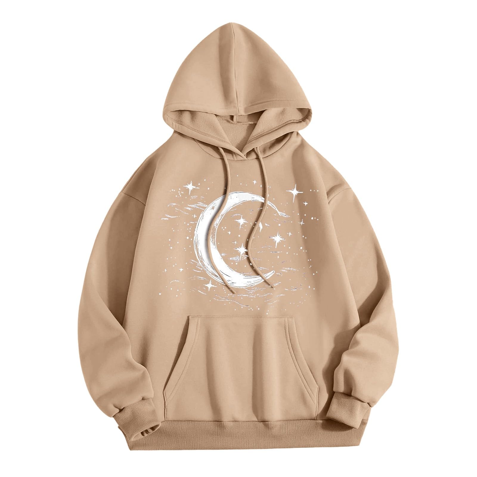 Sweat à capuche imprimé lune ample et décontracté pour femme - 4