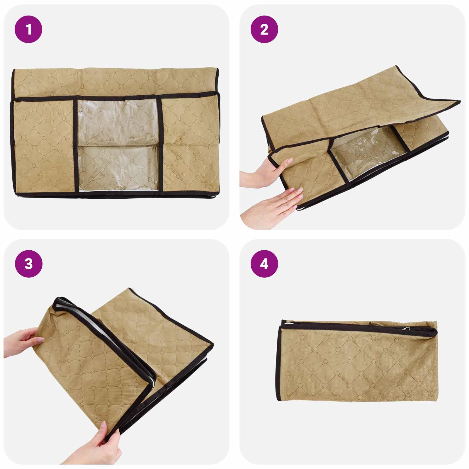 Générique Scatola portaoggetti pieghevole da 6 pezzi con finestra in PVC trasparente, tessuto traspirante, manici resistenti e doppia zip, ideale per sotto il letto o armadio, riporre vestiti e