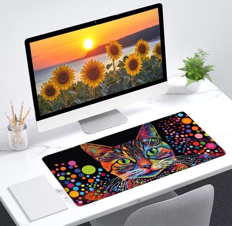 Mouse pad étanche à bords cousus grand format motif chat - 2