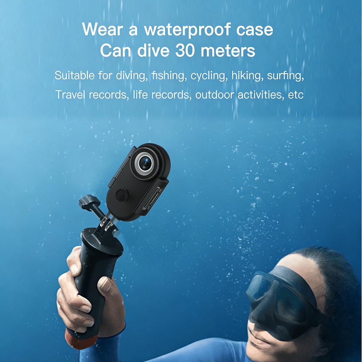 Mini Body Camera H88, 1080P FHD Wearable Action Cam, Thumb-Sized Bodycam & Waterproof Case 30M Underwater, POV Loop Recording for Motorcycle Helmet, Bike, Security, Travel & Outdoor(No Card, Black) — view 6