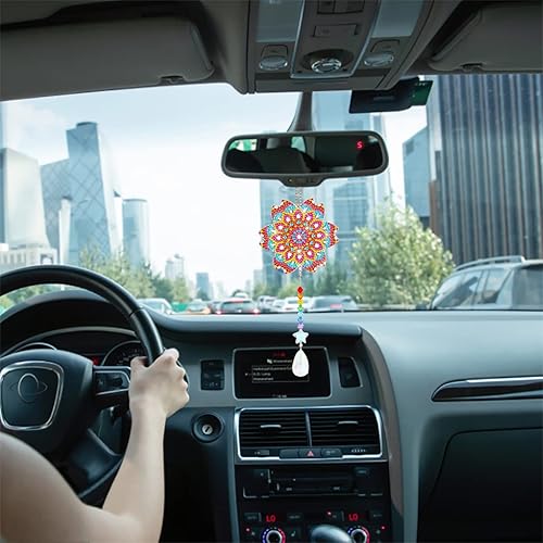 Miniatura 6 de AFUNTA 4 piezas de pinturas de arte de diamantes kits de atrapasoles 5D pinturas de arte de diamantes de imitación de viento llaveros de doble cara