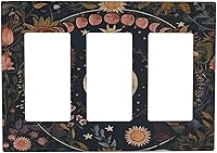 Vista 120 de Cubierta de Interruptor de Luz de Estilo Boho Vintage de los 70 Sol Arcoíris Champiñón Floral Rocker Individual 1 Gang Cubierta de Enchufe