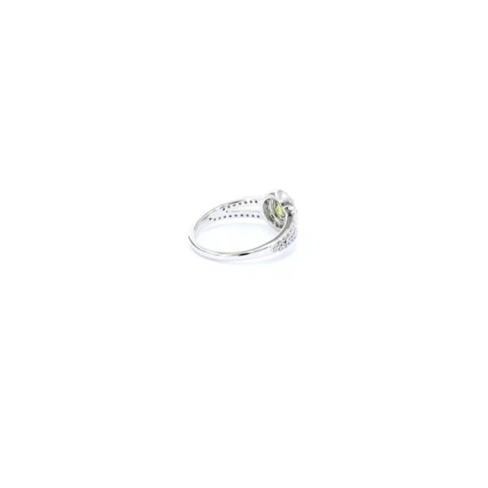 Cavill Sphen Ring Silber 0,469 Karat Runder Brillantschliff Madagaskar mit 56 Zirkon Pave-Ring 925 Sterling Silber Platinbeschichtet Modern Grün 22x21 mm