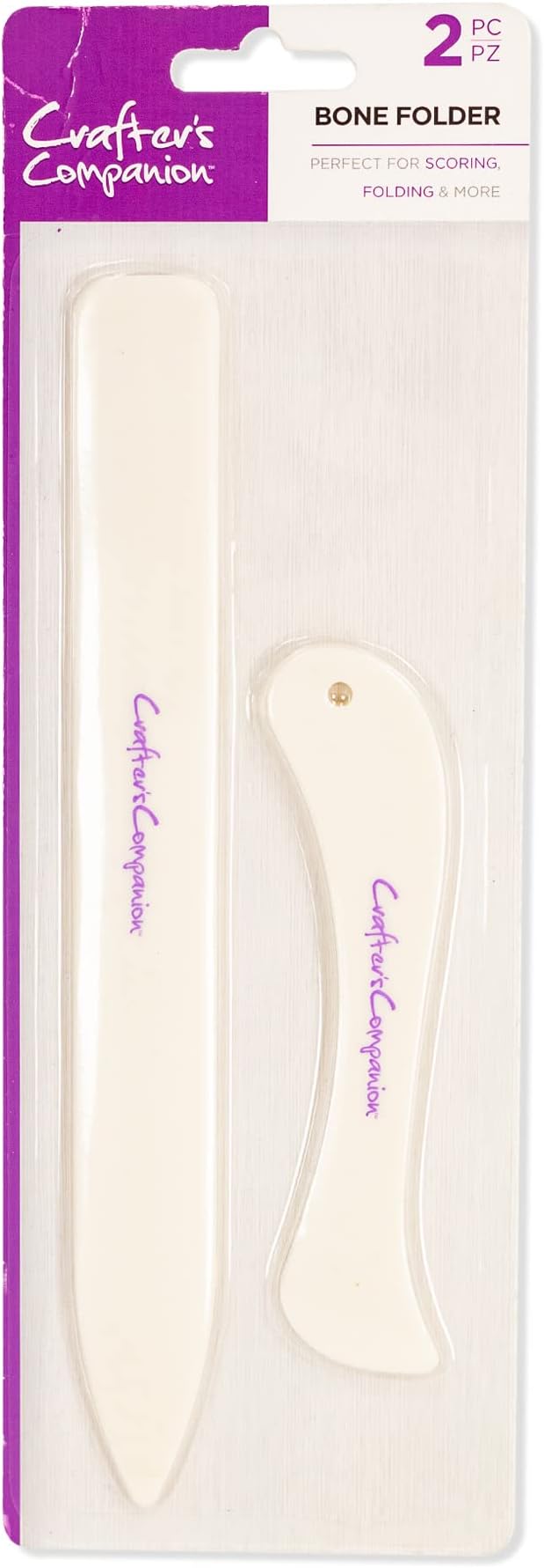 Crafter's Companion Curved and Straight Bone Folders for Paper and Card Crafting Projects - Set of 2, White, One Size
