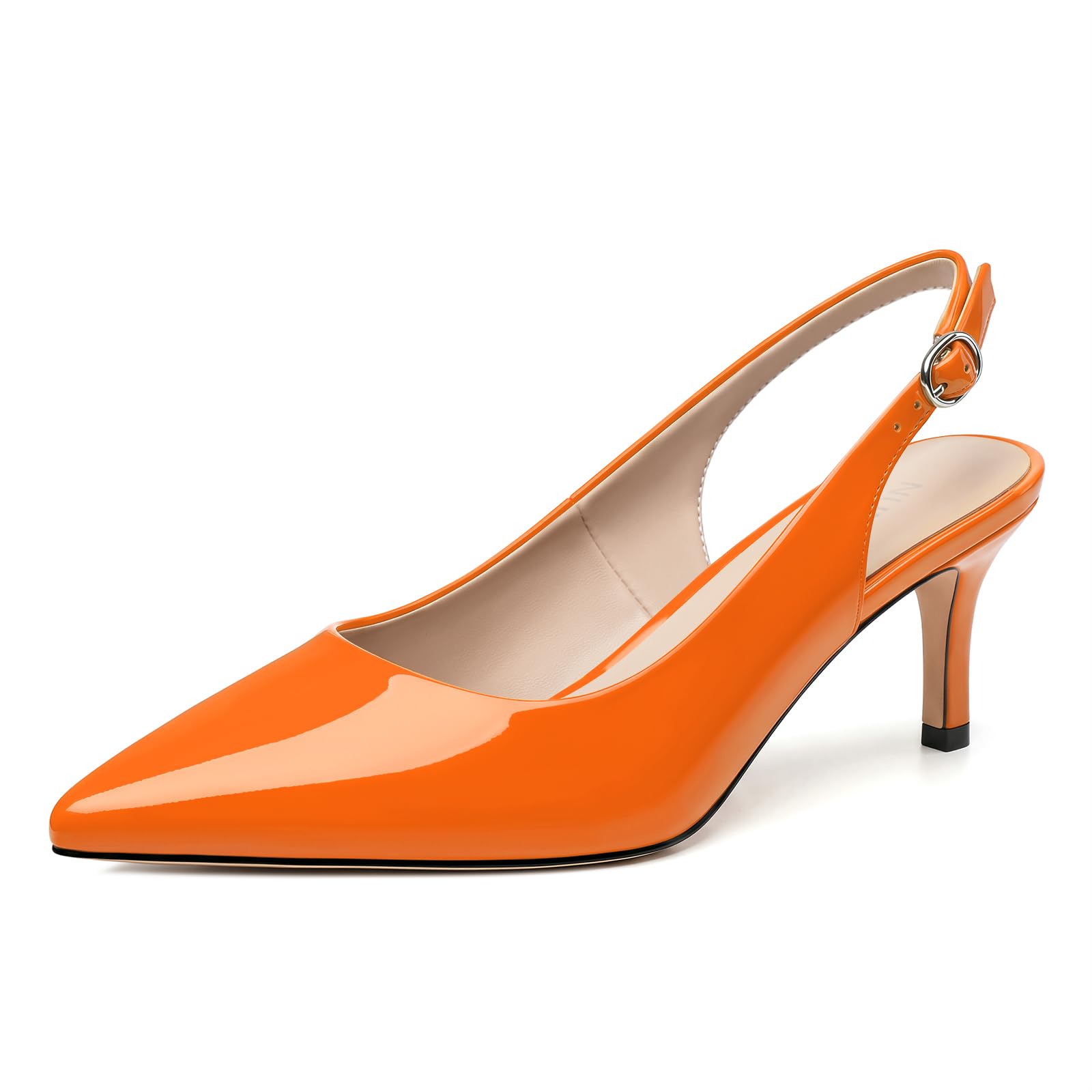 NUMALEO Kitten Heels for Women Pointed Toe Slingback Pumps | 2.5 Inch Close Toe Comfortable Pumps Wedding Party Casual Work Dress Shoes